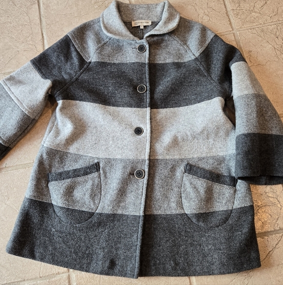 Jones New York Jackets & Blazers - Wool Blend Wide Grey Stripe Car Coat Jones NY Sport